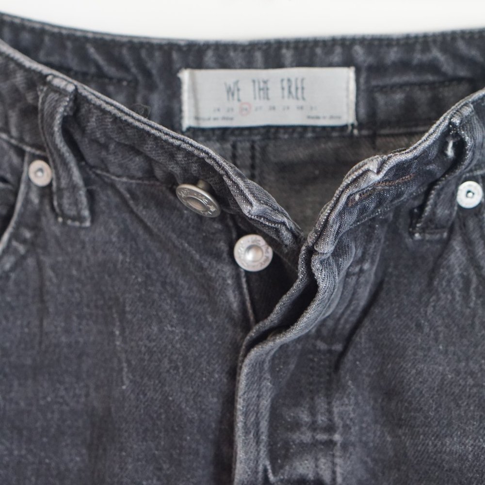 Free People Rugged A-Line Black Denim Mini Skirt - Picture 4 of 6